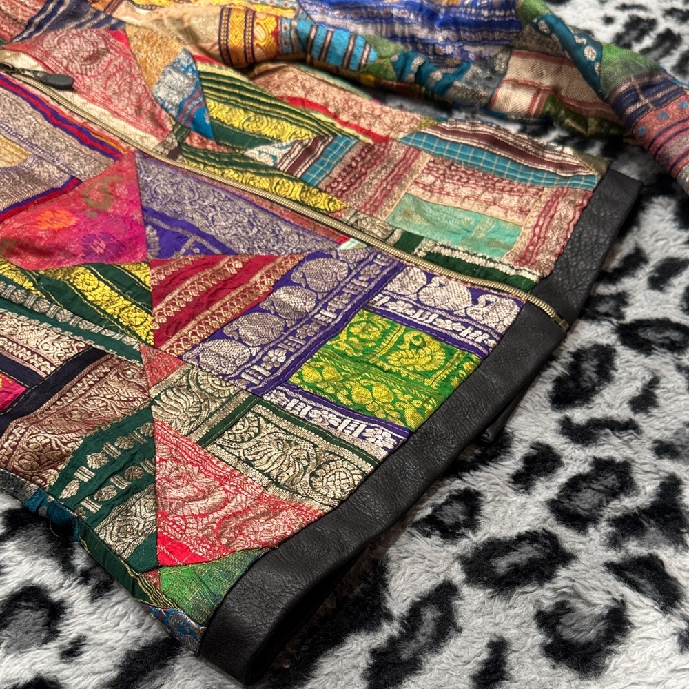 Aleena Khan Patchwork Print Multicolor Women's Blazer Jacket - Picture 4 of 7